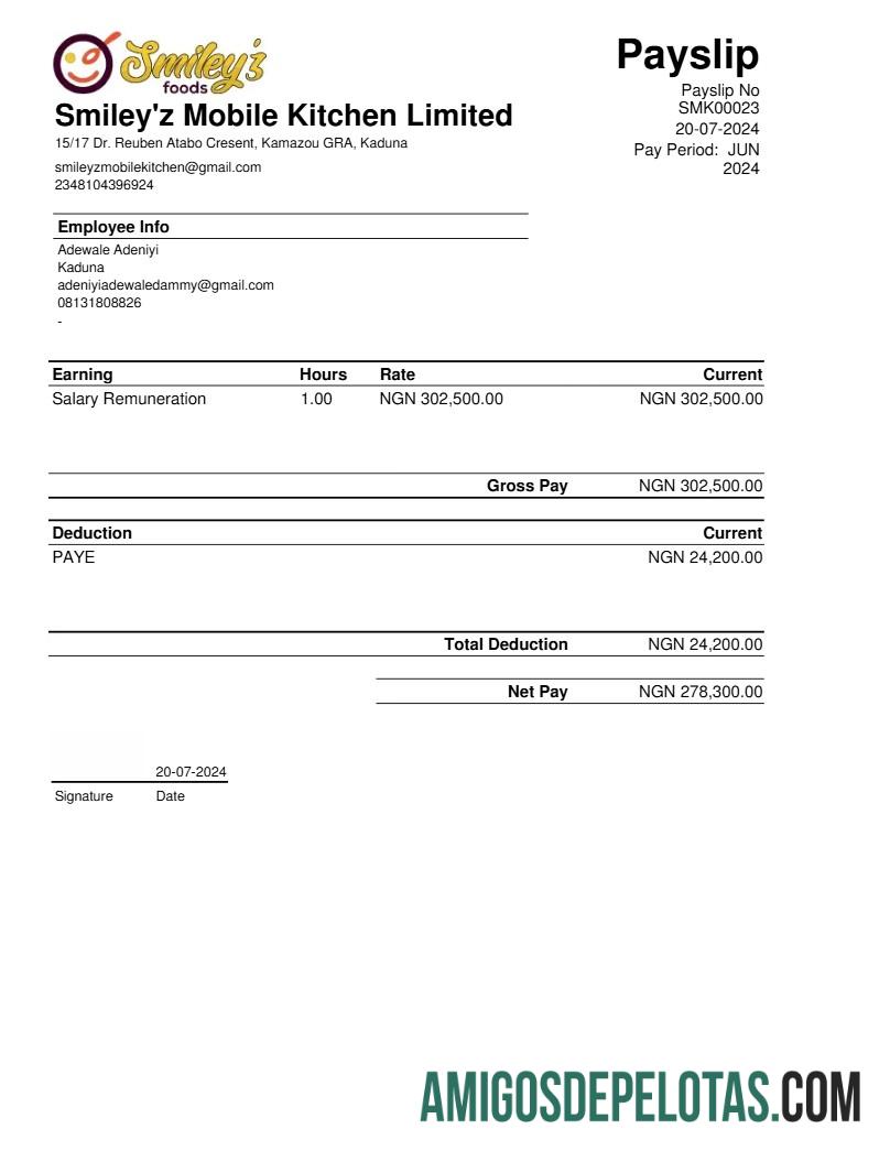 Em branco Modelo de recibo de pagamento de cozinha móvel Smiley'z em formatos Word e PDF.pdf, 1